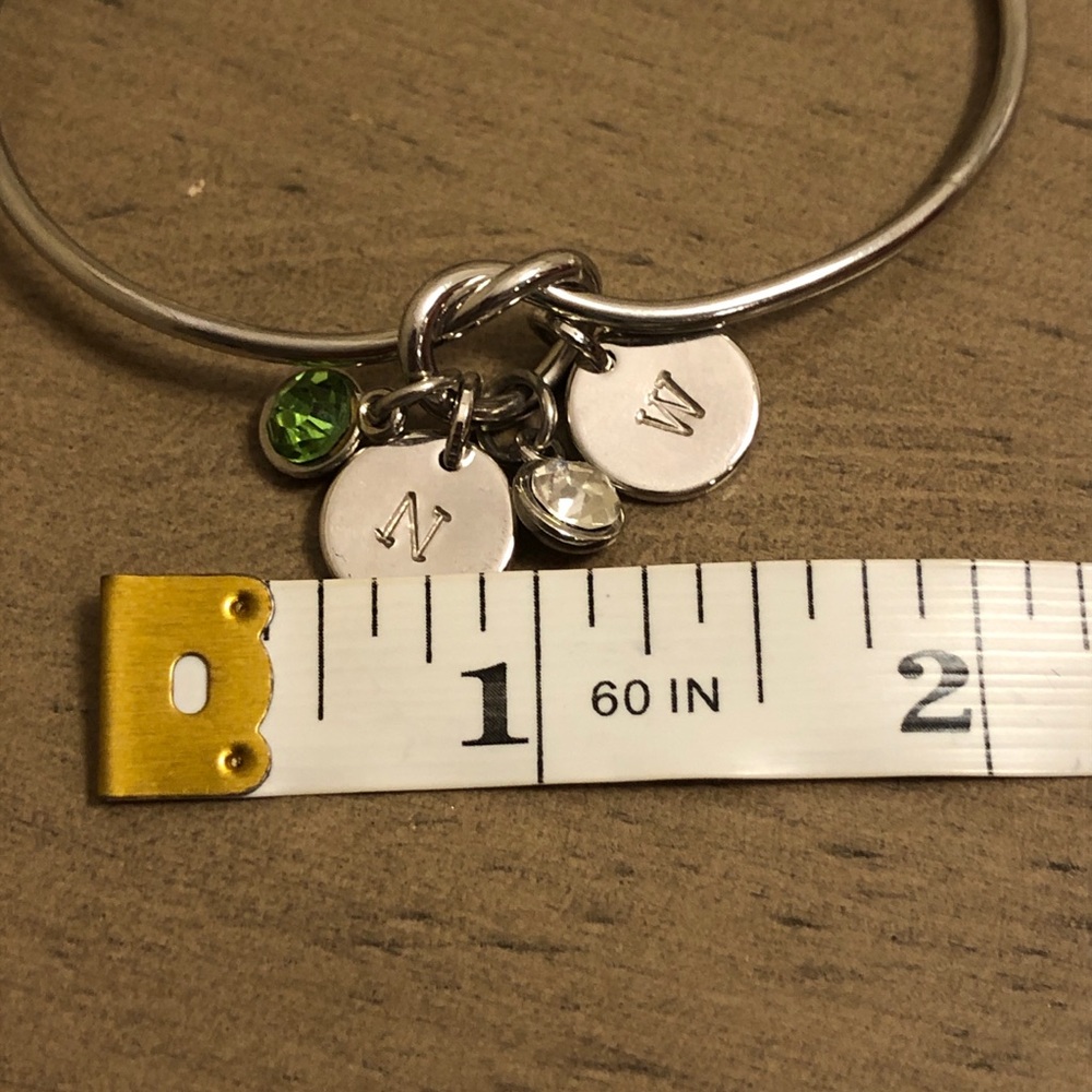 Silver Charm Bracelet with Initials N and W - Picture 7 of 8